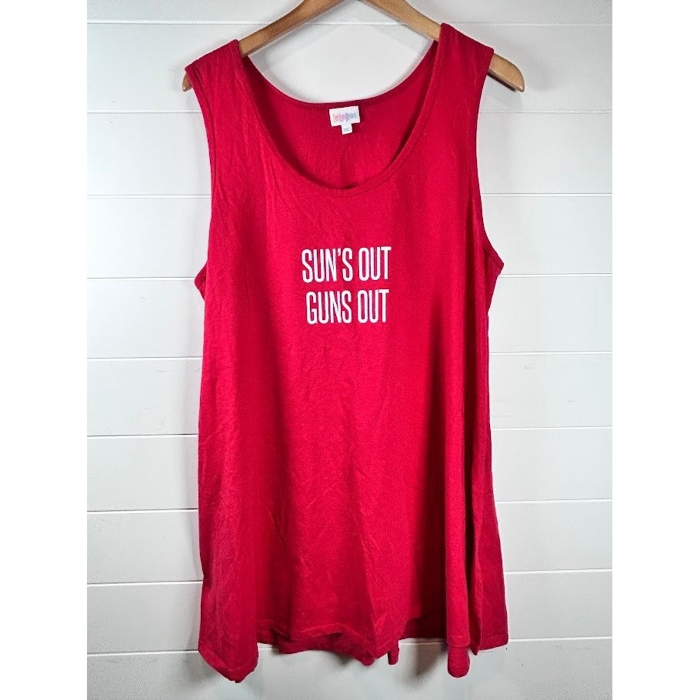 LuLaRoe Red Sun's Out Guns Out Tank Top Size 2XL Sleeveless Graphic Tee